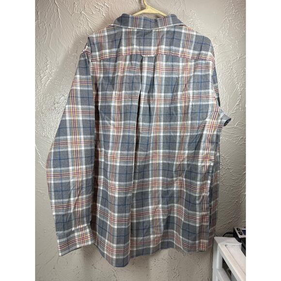 Jos A Banks 1905 Men’s Tailored Fit Long Sleeve Cotton Gray Flannel Plaid Sz XL - Picture 2 of 5